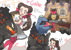 Rule 34 | + +, 1girl, :d, ascot, backpack, bag, blush, brown footwear, brown hair, clothed pokemon, coalossal, commentary request, creatures (company), dress, eyelashes, flying sweatdrops, game freak, gen 3 pokemon, gen 8 pokemon, grey dress, hair ribbon, helmet, holding, long hair, nibo (att 130), nintendo, nosepass, notebook, open mouth, pantyhose, pink ascot, pink pantyhose, pink ribbon, pokemon, pokemon (creature), pokemon oras, ribbon, rolycoly, roxanne (pokemon), shirt, shoes, smile, standing, tongue, translation request, twintails, white shirt, yellow bag