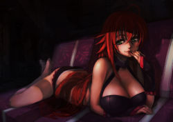 Rule 34 | 10s, breasts, cleavage, high school dxd, huge breasts, kogaman, lingerie, naughty face, panties, red hair, rias gremory, shiba nanasei, tongue, tongue out, underwear