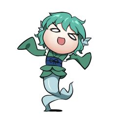 Rule 34 | 1girl, animated, animated gif, bad id, bad pixiv id, blue hair, bobomaster, fins, head fins, japanese clothes, kimono, lowres, mermaid, monster girl, short hair, simple background, solo, touhou, ugoira, wakasagihime