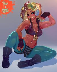 Rule 34 | 1girl, absurdres, breasts, crystalcheese (artist), highres, large breasts, marina (splatoon), nintendo, nipples, octoling, pallasite, solo, splatoon (series), tagme, thick thighs, thighs