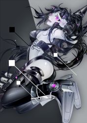 Rule 34 | 1girl, architect (girls&#039; frontline), artist request, ass, black hair, boots, full body, girls&#039; frontline, gun, high heel boots, high heels, highres, long hair, looking at viewer, pale skin, purple eyes, sangvis ferri, side ponytail, smile, solo, thighhighs, v, v over eye, weapon