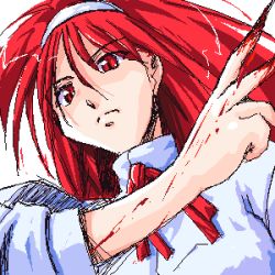 Rule 34 | 00s, blood, long hair, lowres, oekaki, red eyes, red hair, solo, tohno akiha, toono akiha, tsukihime, vermillion akiha