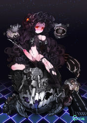 Rule 34 | 10s, 1boy, abyssal ship, bad id, bad pixiv id, black hair, blush, bulge, crossdressing, cum, dress, ejaculation, erection, erection under clothes, glowing, glowing eyes, gothic lolita, isolated island oni, kantai collection, lolita fashion, long hair, looking at viewer, male focus, navel, no shoes, orgasm, pale skin, pantyhose, penis, precum, red eyes, riccae, shoes, unworn shoes, sitting, solo, tears, torn clothes, torn pantyhose, trap, very long hair, wince