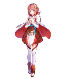 Rule 34 | 1girl, capelet, fire emblem, fire emblem fates, fire emblem heroes, full body, fuzichoco, hairband, highres, japanese clothes, nintendo, official art, own hands together, pink hair, red eyes, sakura (fire emblem), sandals, short hair, solo, thighhighs, transparent background, zettai ryouiki