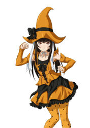Rule 34 | 00s, 1girl, brown hair, costume, female focus, hat, ikkitousen, legs, long hair, shiny clothes, solo, ten&#039;i (ikkitousen), witch