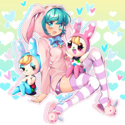 Rule 34 | blue eyes, blue hair, highres, inioli, simple background, slippers, sweater, vocaloid