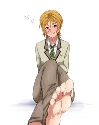 Rule 34 | 1boy, barefoot, cum, cum on body, cum on feet, feet, footjob, male focus, naughty face, penis, pov, school uniform, soles, tagme, toes, tongue, tongue out, yaoi