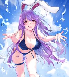 Rule 34 | absurdres, bikini, breasts, diving penguin, highres, large breasts, long hair, open mouth, reisen udongein inaba, swimsuit, touhou, very long hair, water