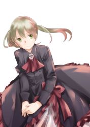 Rule 34 | 1girl, brown hair, closed mouth, dress, green eyes, long hair, looking at viewer, maka albarn, satoimo (3311 mi), simple background, solo, soul eater, twintails, white background