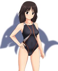 Rule 34 | 10s, 1girl, absurdres, bad id, bad twitter id, bare shoulders, black eyes, black hair, breasts, competition school swimsuit, competition swimsuit, female pubic hair, girls und panzer, highres, inactive account, looking at viewer, medium breasts, murakami (girls und panzer), one-piece swimsuit, pubic hair, school swimsuit, solo, standing, swimsuit, takafumi