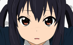 Rule 34 | 00s, aoi ai, black hair, brown eyes, close-up, highres, k-on!, nakano azusa, red eyes, school uniform, solo