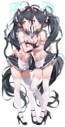 Rule 34 | &lt;key&gt; (blue archive), 2girls, absurdly long hair, ahoge, animal ears, apron, aris (blue archive), banned artist, bikini, black bikini, black footwear, black hair, blue archive, blue eyes, blue ribbon, blush, breasts, cat ears, cat tail, detached collar, full body, green halo, halo, hand on another&#039;s stomach, high heels, highres, long hair, looking at viewer, maid, maid apron, maid bikini, maid headdress, multiple girls, navel, neck ribbon, open mouth, parsley-f, red eyes, ribbon, side ponytail, simple background, small breasts, smile, swimsuit, tail, thighhighs, unconventional maid, very long hair, white apron, white background, white thighhighs