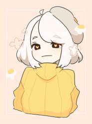 Rule 34 | 1girl, beret, black eyes, blush, commentary, egg (lemyawn), english commentary, grey hat, hat, heart, heart-shaped pupils, highres, humanization, lemyawn, looking at viewer, medium hair, original, solo, symbol-shaped pupils, upper body, white hair