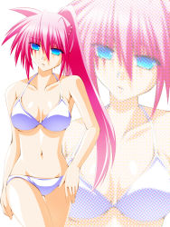 Rule 34 | bikini, blue eyes, breasts, cleavage, engo (aquawatery), highres, long hair, lyrical nanoha, mahou shoujo lyrical nanoha, mahou shoujo lyrical nanoha a&#039;s, pink hair, ponytail, signum, swimsuit, zoom layer