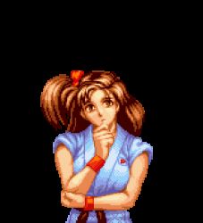 Rule 34 | 1990s (style), 1girl, adk, animated, animated gif, bouncing breasts, breasts, brown hair, female focus, game, izumo ryoko, judo, judogi, judoka, lowres, neo geo, pixel art, retro artstyle, side ponytail, smile, snk, solo, transparent background, world heroes