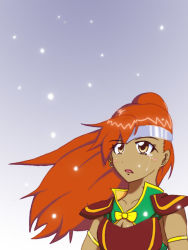 Rule 34 | 1girl, armor, breasts, brown eyes, long hair, mary argent, open mouth, orange hair, ponytail, snow, tales of (series), tales of destiny, tears