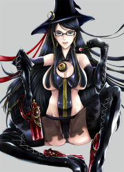 Rule 34 | 1girl, alternate costume, amulet, bad id, bad pixiv id, bayonetta, bayonetta (series), bayonetta 1, black hair, blue eyes, boots, breasts, cameltoe, candy, chain, cleavage, cleavage cutout, clothing cutout, earrings, elbow gloves, eyeshadow, food, glasses, gloves, gun, handgun, hat, jewelry, large breasts, lollipop, long hair, makeup, microskirt, mole, mole under mouth, partially visible vulva, red ribbon, ribbon, riria, saliva, saliva trail, sitting, skirt, solo, spread legs, sweat, thigh boots, thighhighs, tongue, tongue out, very long hair, weapon, witch hat