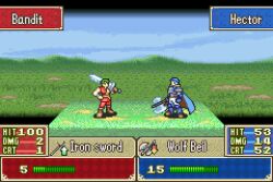 Rule 34 | 2boys, animated, animated gif, armor, axe, blue armor, blue cape, cape, fire emblem, fire emblem: the blazing blade, heads-up display, hector (fire emblem), lowres, multiple boys, nintendo, pixel art, punching, sprite, sword, vilkalizer, weapon