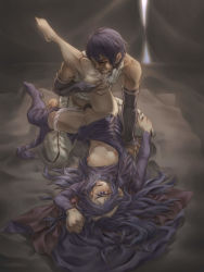 Rule 34 | 1boy, 1girl, barefoot, bed, bed sheet, blue eyes, blue hair, breasts, breathing, bridal gauntlets, cape, clothed sex, colored eyelashes, fire emblem, fire emblem awakening, hetero, highres, legs, long hair, lucina (fire emblem), my unit, natto soup, nintendo, nipples, one eye closed, panties, panties around leg, penis, pink panties, ribbed sweater, robin (fire emblem), robin (male) (fire emblem), sex, small breasts, sweat, sweater, tears, thighs, tiara, tunic, two-tone cape, uncensored, underwear, vaginal