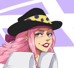Rule 34 | 1girl, aged down, big mom, charlotte linlin, hat, lipstick, makeup, one piece, pink hair, resident drawfriend