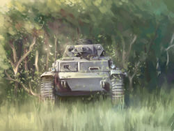 Rule 34 | artist name, artist request, caterpillar tracks, day, grass, highres, military, military vehicle, motor vehicle, no humans, panzer iv, real life, tank, tree, vehicle focus, world war ii