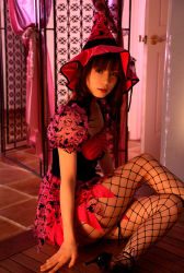 Rule 34 | dress, fishnet legwear, fishnets, frills, hat, highres, nakagawa shoko, photo (medium), witch hat