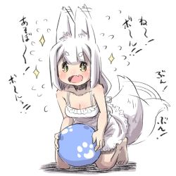 Rule 34 | + +, 1girl, afterimage, animal ear fluff, animal ears, bad id, bad pixiv id, ball, bare arms, bare shoulders, barefoot, blush, breasts, camisole, cleavage, ear wiggle, fang, flying sweatdrops, fox ears, fox girl, fox tail, full body, hair between eyes, hair ribbon, holding, holding ball, kneeling, long hair, looking at viewer, medium breasts, open mouth, original, ribbon, shadow, short eyebrows, skirt, solo, sparkle, tail, tail wagging, thick eyebrows, u-non (annon&#039;an), white background, white camisole, white hair, white ribbon, white skirt, yellow eyes