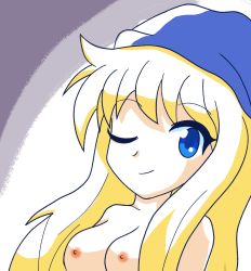 Rule 34 | applefag, breasts, highres, one eye closed, puyopuyo, tagme, third-party edit, wink, witch (puyopuyo)