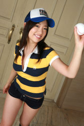 Rule 34 | baseball, baseball cap, hat, highres, kneehighs, ootomo sayuri, photo (medium), polo shirt, shorts, socks, striped