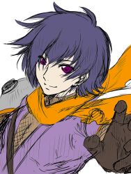 Rule 34 | 1boy, akiyama tatsurou, aoi nagisa (metalder), colorized, highres, orange neckwear, purple eyes, purple hair, white background