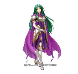 Rule 34 | 1girl, armor, boots, breastplate, cape, cecilia (fire emblem), company name, fire emblem, fire emblem: the binding blade, fire emblem heroes, full body, gloves, green eyes, green hair, kita senri, long hair, nintendo, official art, simple background, solo, white armor, white background