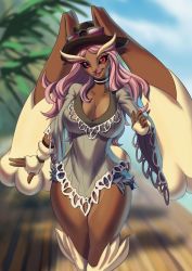 1girl 2020 alanscampos breasts creatures_(company) game_freak gen_4_pokemon hat highres large_ears lopunny nintendo pokemon pokemon_(creature) purple_hair smile solo wide_hips