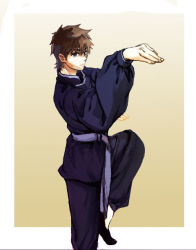 Rule 34 | 1boy, azamuku, brown eyes, brown hair, chinese clothes, fate/zero, fate (series), fighting stance, kotomine kirei, male focus, solo
