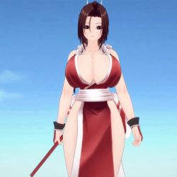 Rule 34 | 3d, animated, animated gif, bouncing breasts, breasts, fatal fury, hand fan, koikatsu (medium), large breasts, lowres, shiranui mai, the king of fighters, walking