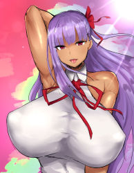 Rule 34 | bb (fate), bb (fate/extra), breasts, dark skin, fate (series), fujou joshi, huge breasts, purple hair, red eyes, tongue, tongue out
