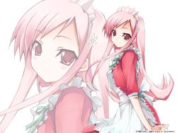 Rule 34 | 00s, 1girl, female focus, hair ornament, hairpin, long hair, lucy maria misora, maid, pink hair, shihira tatsuya, solo, standing, to heart (series), to heart 2, white background, zoom layer