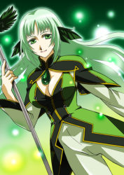 Rule 34 | 00s, breasts, cleavage, green eyes, green hair, martel yggdrasill, staff, tales of (series), tales of symphonia