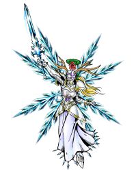 Rule 34 | 1girl, armor, digimon, digimon (creature), female focus, long hair, oridigi, original, solo, wings