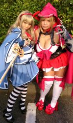 Rule 34 | 2girls, alicia (queen&#039;s blade), alicia (queen&#039;s blade) (cosplay), asian, blonde hair, breasts, brown eyes, character request, chouzuki maryou, cleavage, cosplay, gauntlets, highres, large breasts, multiple girls, okada yui, photo (medium), plump, queen&#039;s blade, queen&#039;s blade grimoire, zara (queen&#039;s blade), zara (queen&#039;s blade) (cosplay)