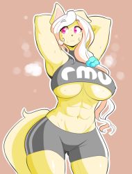 Rule 34 | abs, animal ears, breasts, dog ears, covered erect nipples, furry, large breasts, muscular, muscular female, theycallhimcake, underboob
