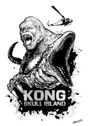 Rule 34 | aircraft, ape, bell helicopter, garayann, giant, giant monster, gorilla, helicopter, highres, kaijuu, king kong, king kong (series), kong: skull island, legendary pictures, monochrome, monster, monsterverse, sketch, skullcrawler, uh-1 iroquois, utility helicopter