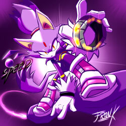 Rule 34 | animal ears, blaze the cat, cat ears, cat girl, cat tail, eyelashes, forehead jewel, frankwolf14, fur-trimmed gloves, fur trim, furry, furry female, gloves, highres, hoverboard, jumpsuit, looking at viewer, pink footwear, ponytail, purple fur, sonic (series), sonic riders, tail, white gloves, yellow eyes, zipper pull tab