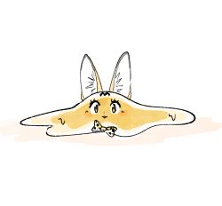 Rule 34 | 10s, 1girl, :3, animal ears, blob, bow, bowtie, commentary, kemono friends, panzuban, print bow, print bowtie, print neckwear, serval (kemono friends), serval print, simple background, solo, white background, yellow eyes
