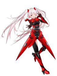 Rule 34 | 1girl, armpit cutout, black bodysuit, blush, bodysuit, boots, clothing cutout, covered erect nipples, engine, fang, fang out, full body, game cg, gauge, headlight, high heel boots, high heels, long hair, looking at viewer, mecha musume, official art, open mouth, pink hair, red eyes, red footwear, side-view mirror, simple background, smile, standing, standing on one leg, syanago collection, thigh cutout, toyota, toyota 86 (syanago collection), twintails, v, white background, wrist guards, yuyu (yuyuworks)