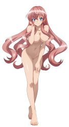 Rule 34 | 1girl, absurdres, bad id, bad pixiv id, blue eyes, breasts, breath (artist), completely nude, full body, hand to head, highres, large breasts, long hair, maria cadenzavna eve, navel, nipples, nude, nude filter, pink hair, pussy, senki zesshou symphogear, smile, third-party edit, transparent background, uncensored