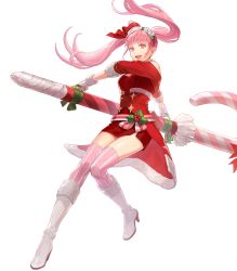 Rule 34 | 1girl, alternate costume, belt pouch, boots, breasts, candy, candy cane, dress, female focus, fire emblem, fire emblem: three houses, fire emblem heroes, food, fur collar, fur trim, gloves, hair ornament, hairband, hakou (barasensou), high heel boots, high heels, highres, hilda valentine goneril, holding, long hair, looking at viewer, matching hair/eyes, medium breasts, nintendo, official alternate costume, official art, open mouth, pink eyes, pink hair, pouch, red dress, short dress, short sleeves, smile, solo, striped clothes, striped thighhighs, thighhighs, transparent background, twintails, vertical-striped clothes, vertical-striped thighhighs, white footwear, white gloves, zettai ryouiki
