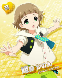 Rule 34 | 10s, 1boy, blush, brown eyes, brown hair, card (medium), character name, child, green eyes, himeno kanon, idolmaster, idolmaster side-m, male focus, necktie, official art, open mouth, short hair, solo, vest