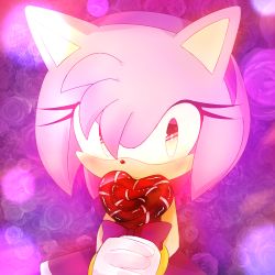 Rule 34 | 1girl, amy rose, artist request, blush, looking at viewer, solo, sonic (series)