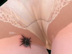 Rule 34 | 1girl, 3d, artist request, ass, bug, close-up, from behind, from below, head out of frame, lingerie, original, panties, peril, spider, tagme, thigh gap, thighs, underwear
