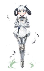 Rule 34 | 1girl, absurdres, bambinata: vitrum (swan lake) (punishing: gray raven), bambinata (punishing: gray raven), bird, black feathers, black hair, blue eyes, blush, braid, dress, feather hair ornament, feathers, gloves, hair ornament, heart, heart-shaped pupils, highres, joints, keyhole, mechanical arms, mechanical legs, multicolored hair, myam (123ab456c), parted lips, punishing: gray raven, swan, symbol-shaped pupils, twin braids, two-tone hair, white background, white dress, white gloves, white hair